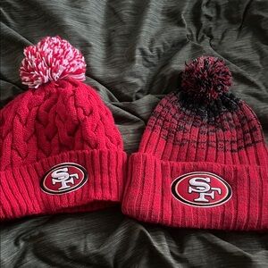 49ers Red Knit Beanie Set